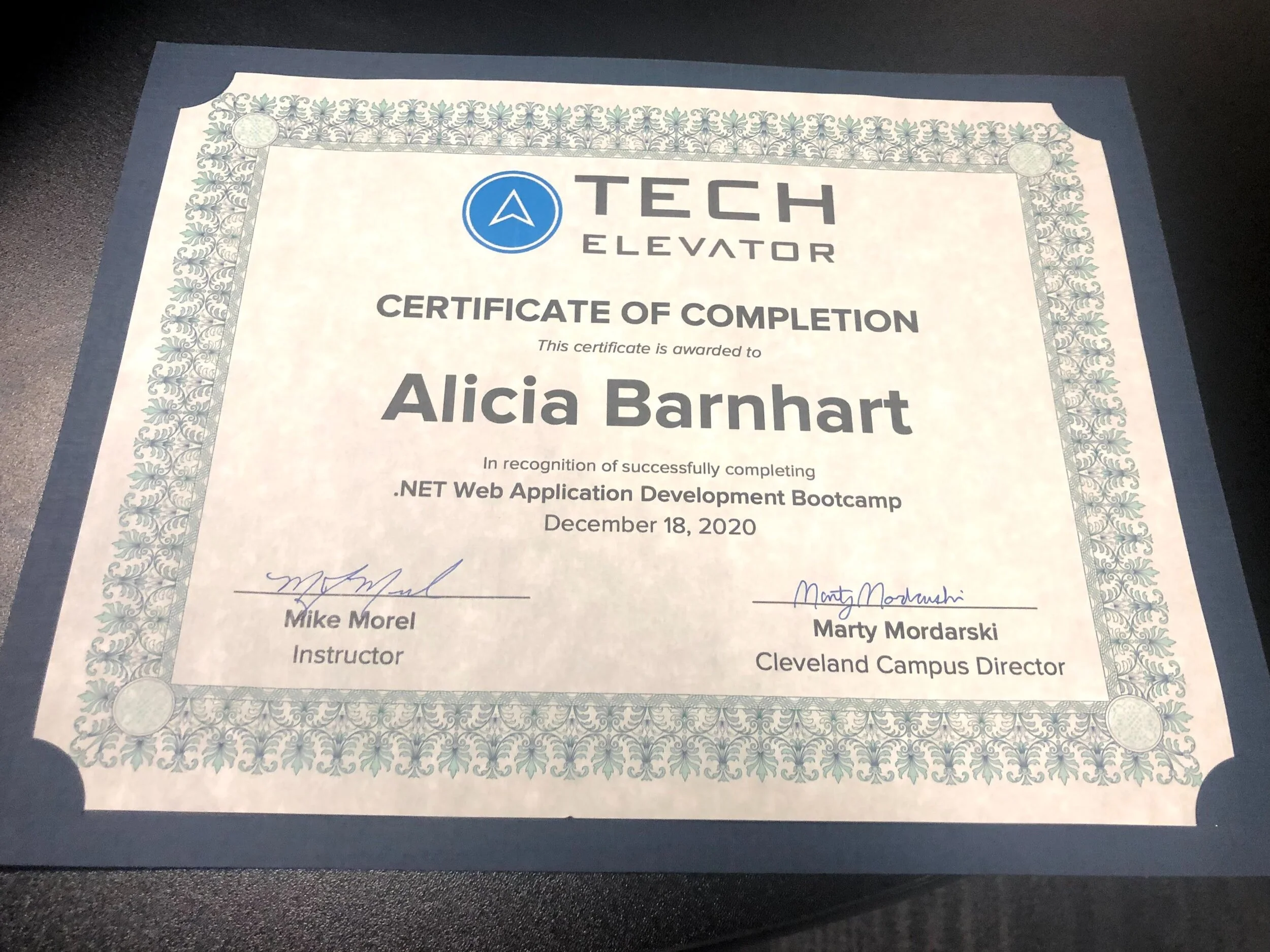 My certification of completion of the course. Though there was no official GPA, I ended the course with a 2.9/3. Of all my assignments, I only received one 2 and that was because it was timed.