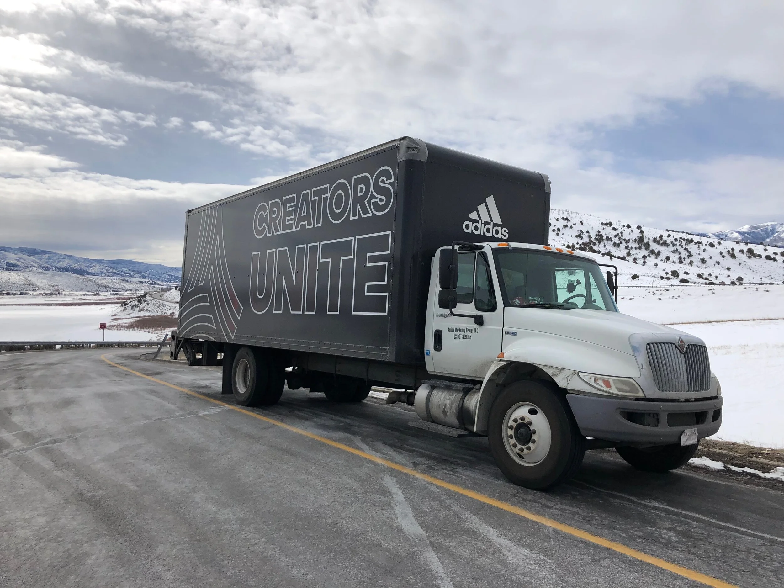 Our truck in all its glory somewhere in Oregon. Glad we didn't have to bust out the tire chains, but driving through the Rockies in February is tricky business. We transported assets weighing almost 25,000 lbs. across the country. 2019