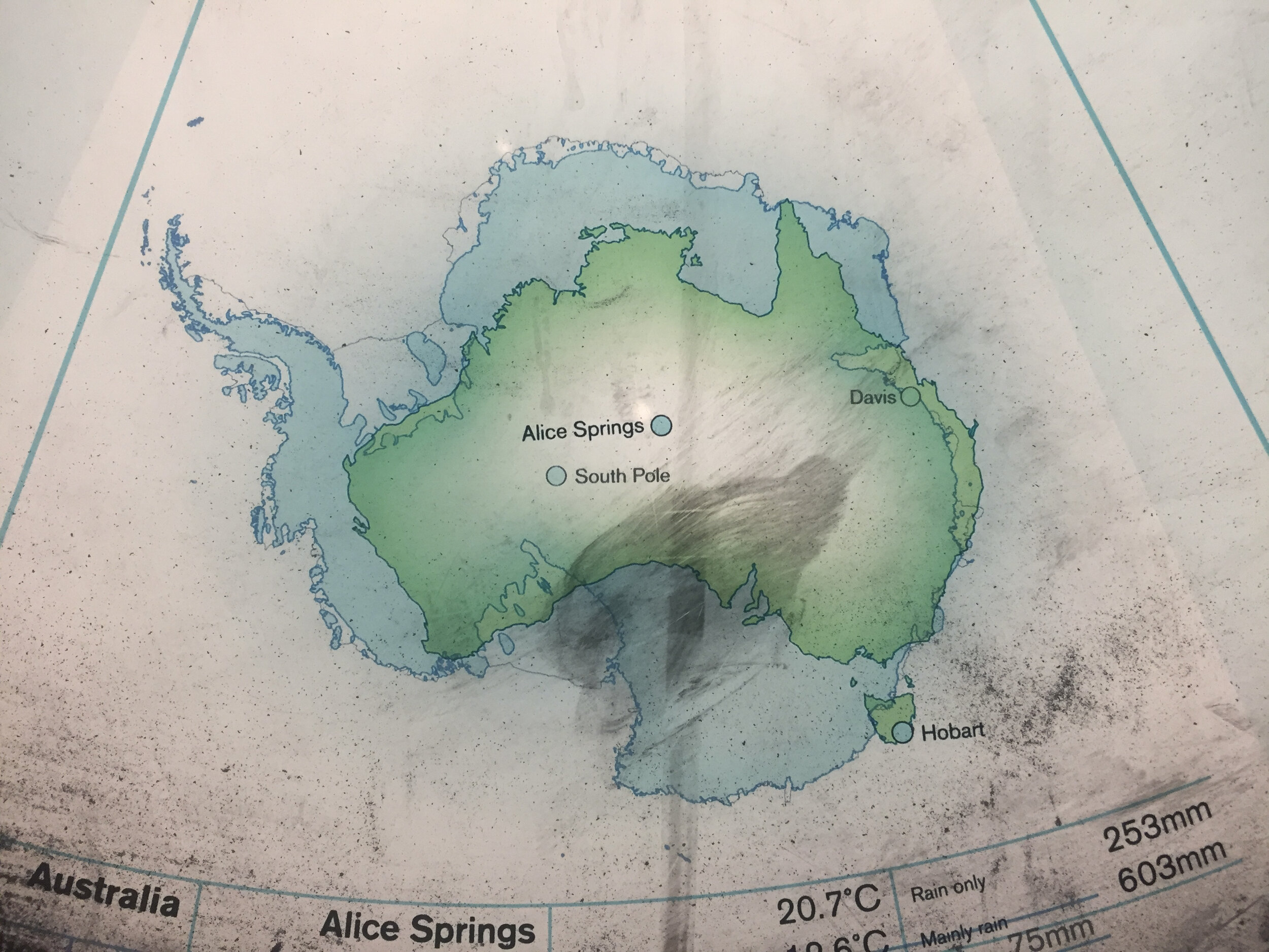 Map of Australia within Antartica