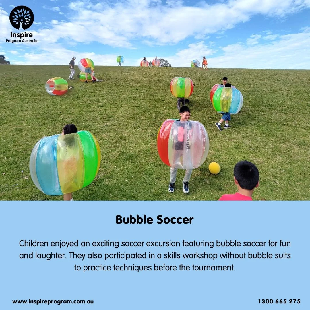 Bubble Soccer

The children got ready for a thrilling excursion all about soccer, but with an exciting twist&mdash;and a little extra protection!

Each child had the chance to participate in bubble soccer, ensuring plenty of fun and laughter. We had 