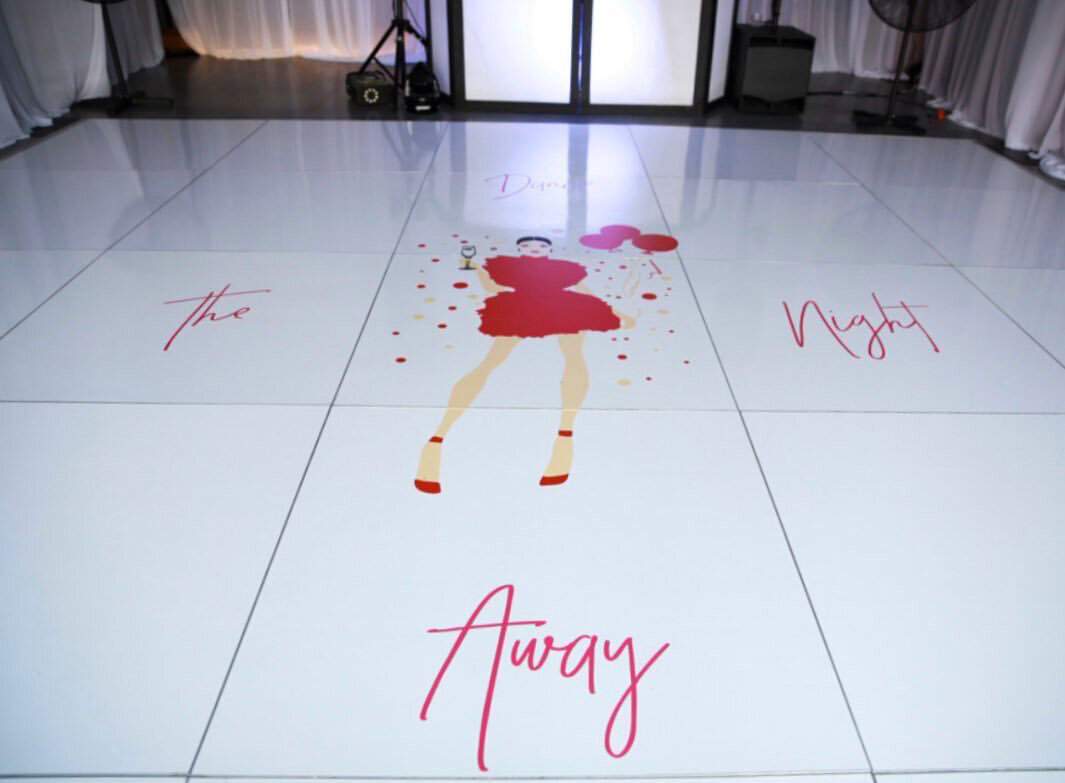 Dance floor birthday decal on white acrylic.jpeg