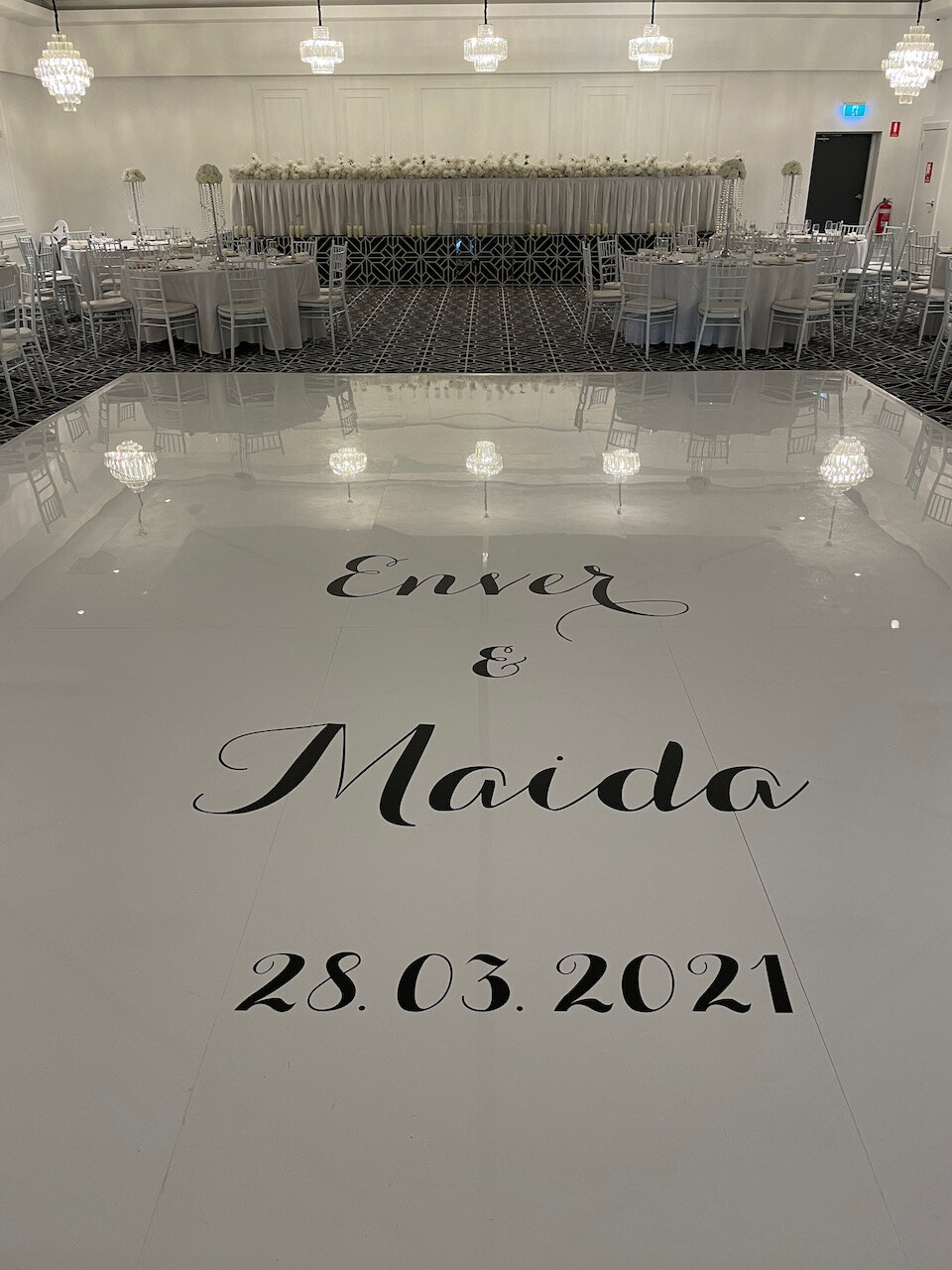Wedding dance floor decal black vinyl Alencia Receptions.jpeg