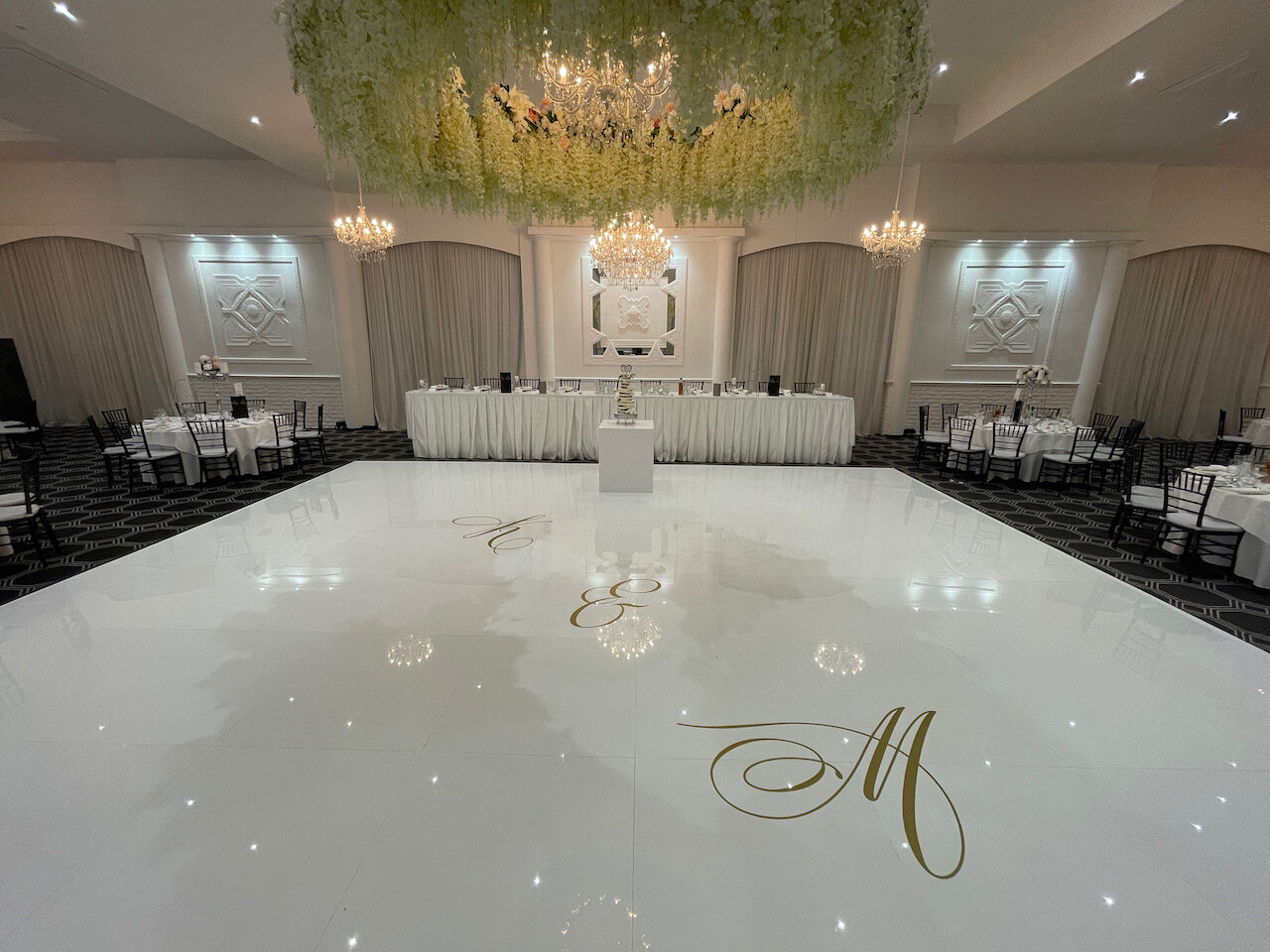 Wedding dance floor decal gold vinyl Vogue Ballroom 2.jpeg