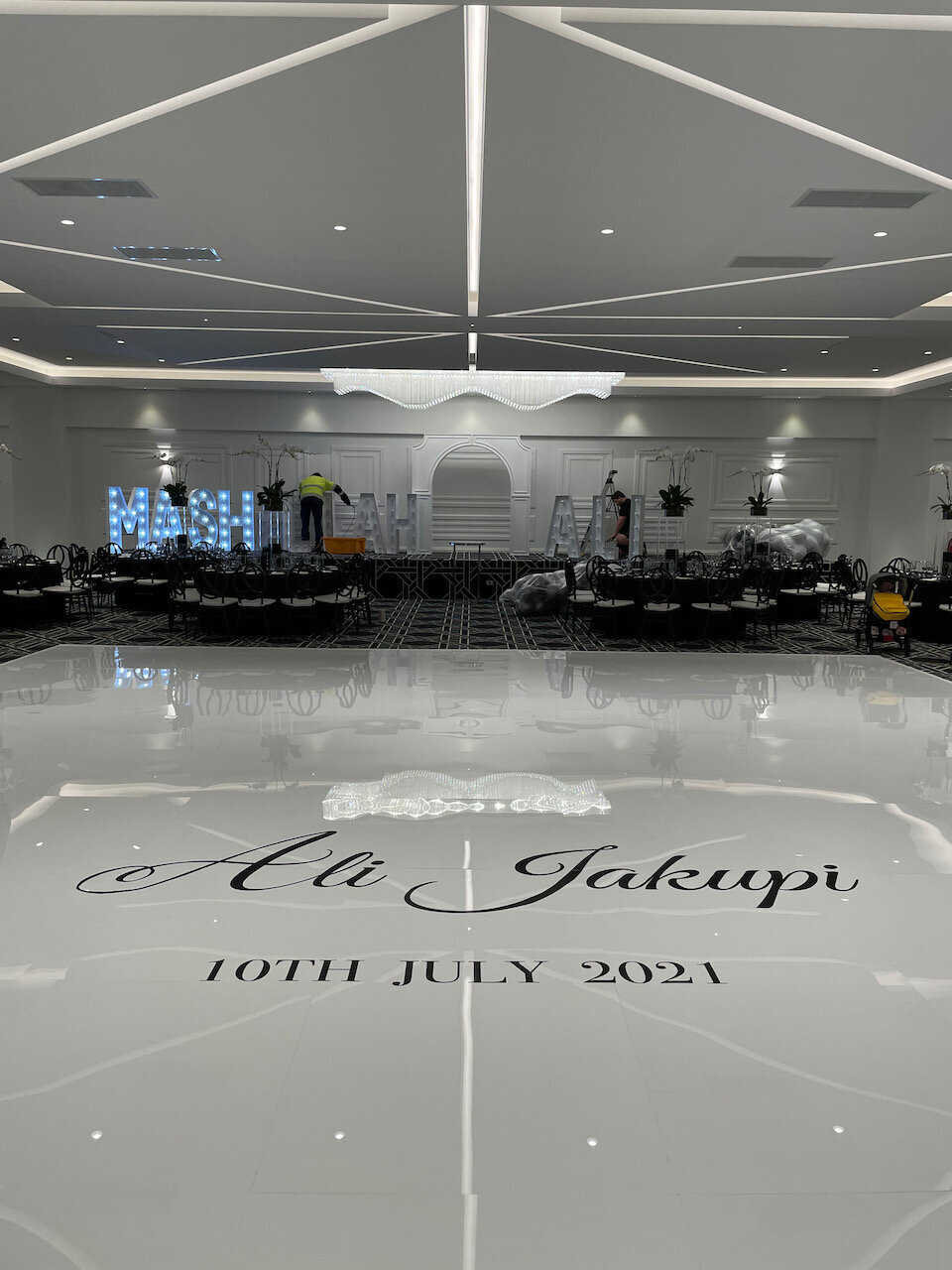 Birthday dance floor decal black vinyl Alencia Reception.jpeg