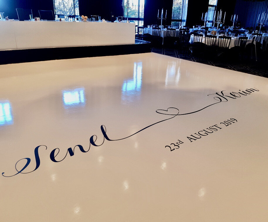 Dance floor decal black vinyl on white acrylic.jpeg