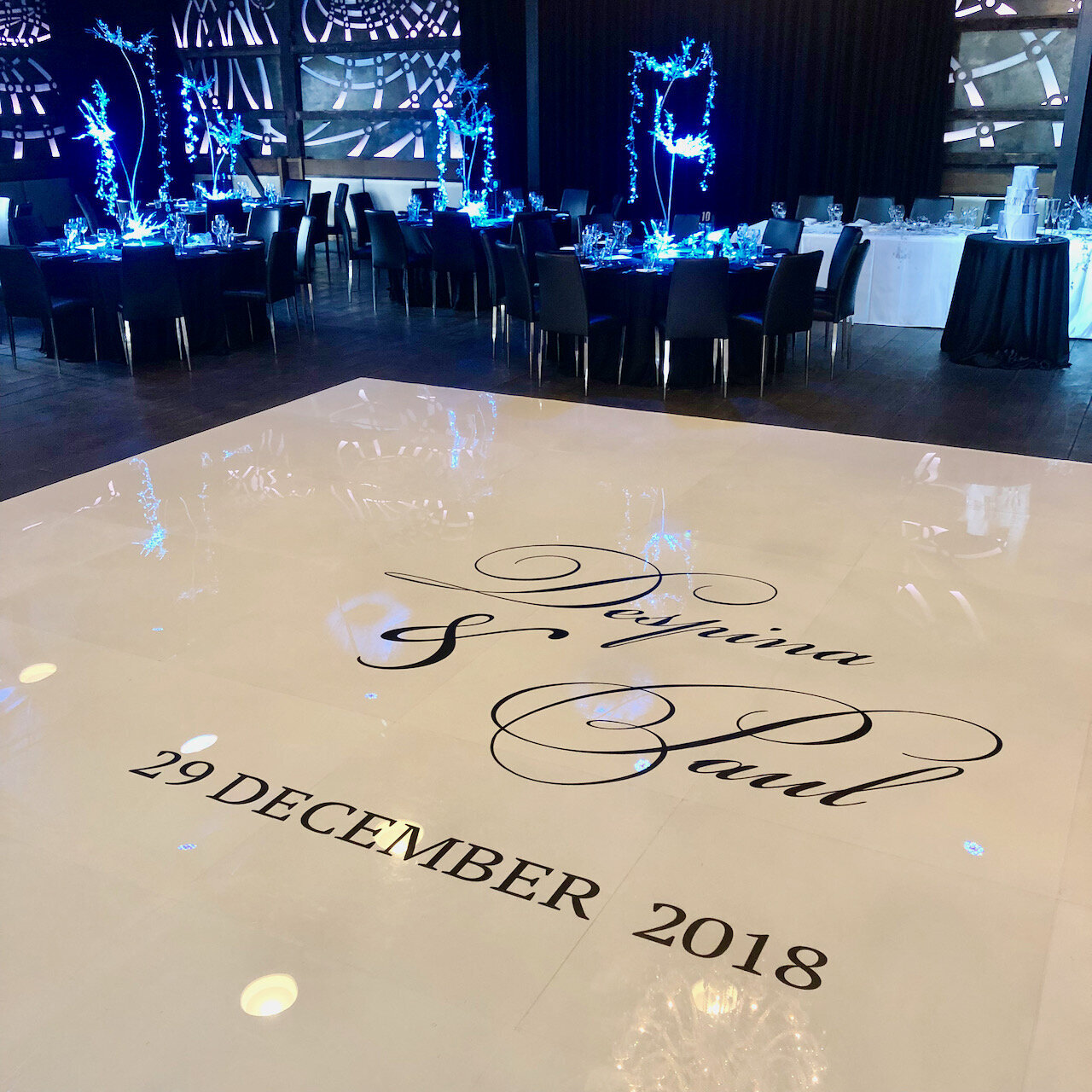 Dance floor decal black vinyl on white acrylic 2.jpeg