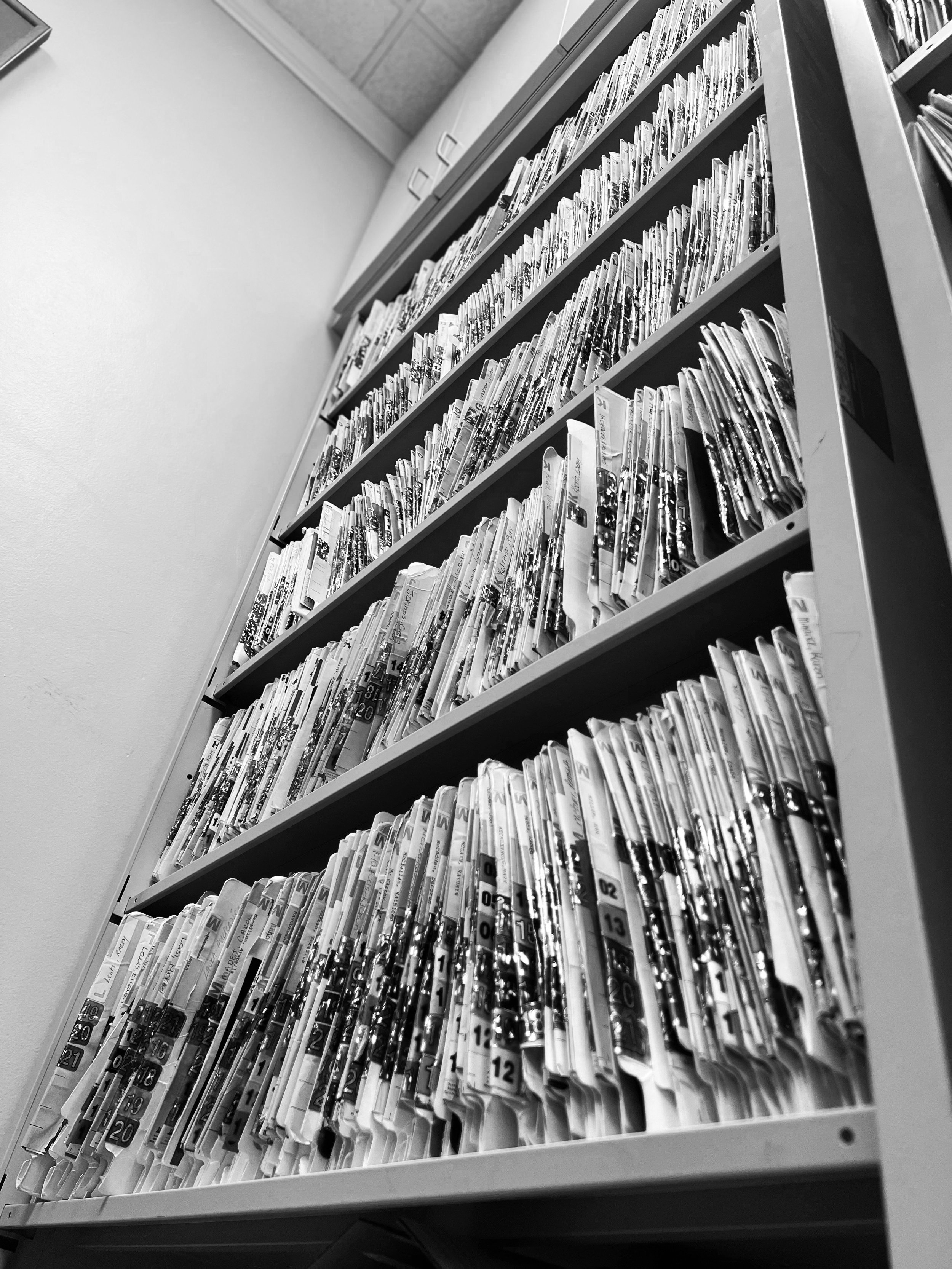 Buried in paper charts.