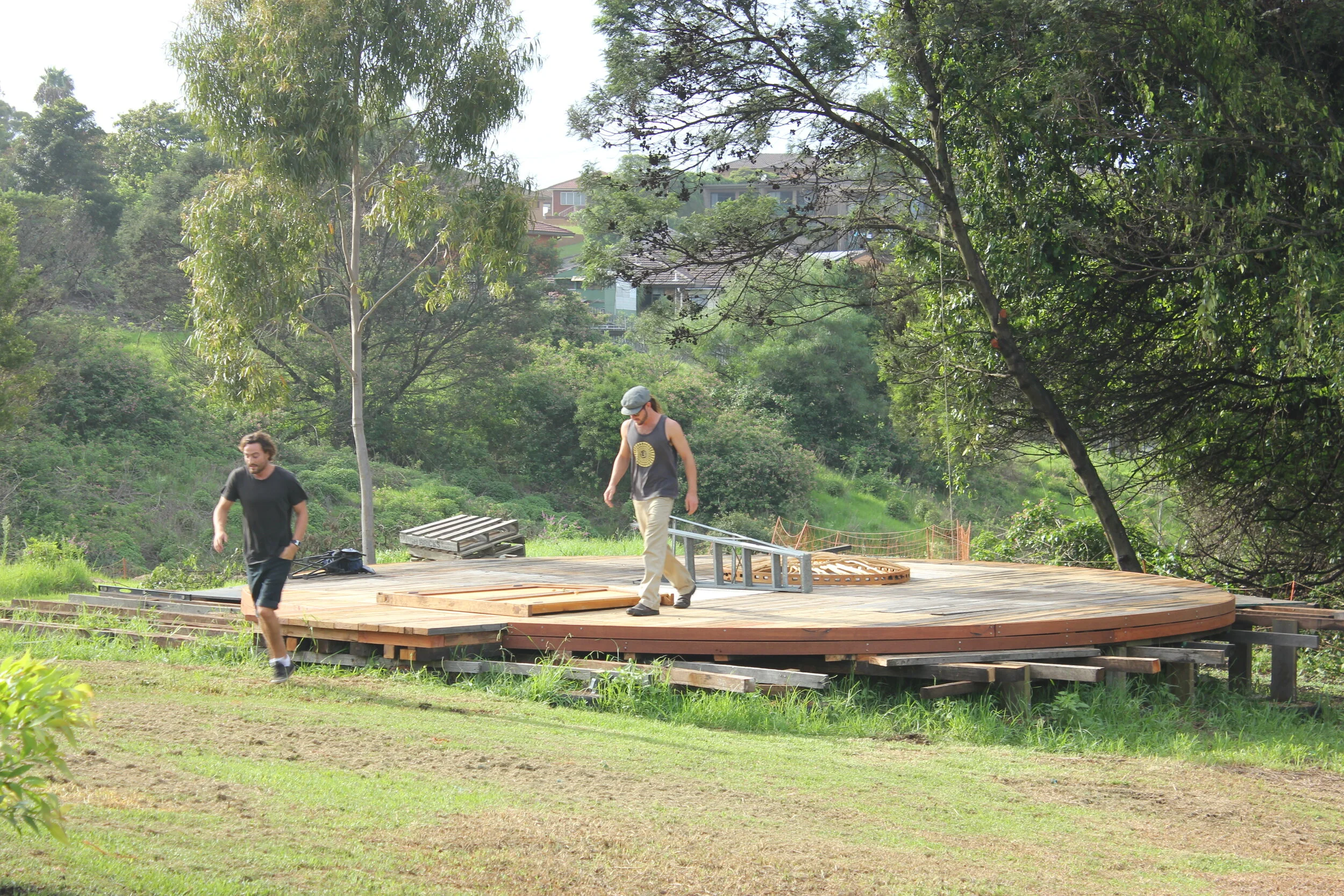 7 OCP Urban Grown building a Yurt frame.JPG