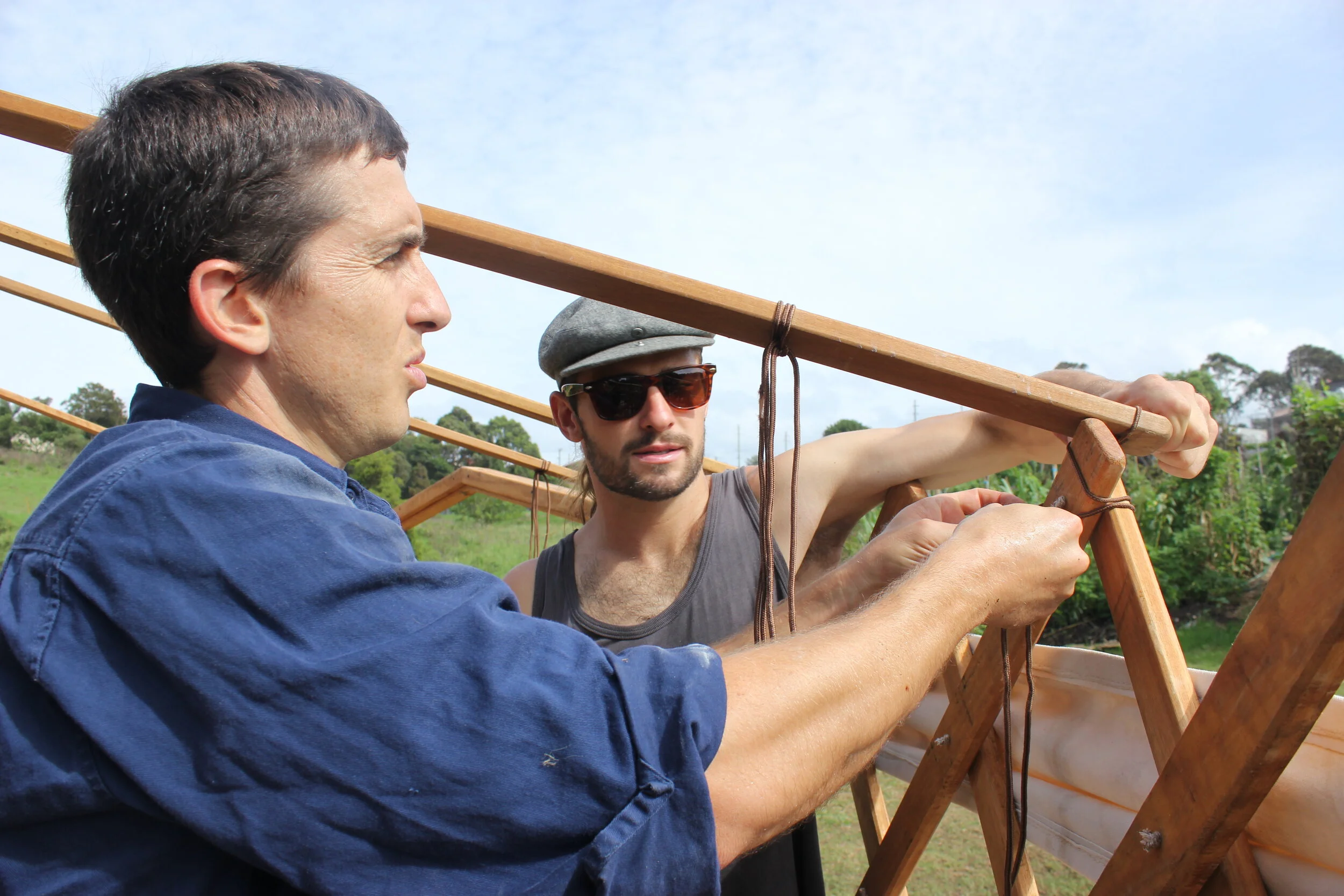 12  OCP Urban Grown building a Yurt frame.JPG
