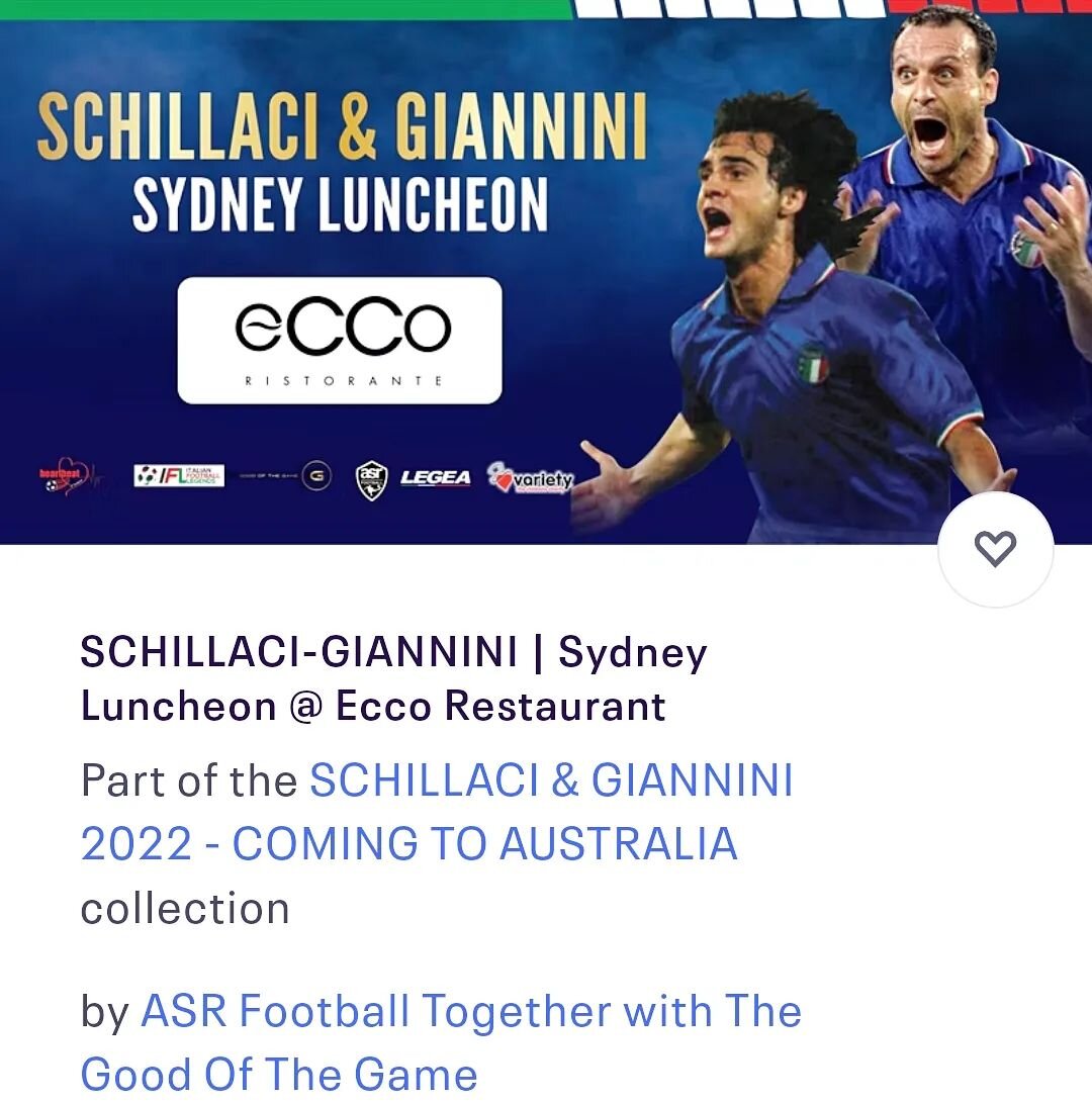 An exclusive luncheon with @totogoal90 @gianninigiuseppe10 packed with fun, nostalgia, silent auctions and door prizes. Your opportunity to take home signed memorabilia and to relive those memories of the era of the historic Magical Nights (Notti Mag