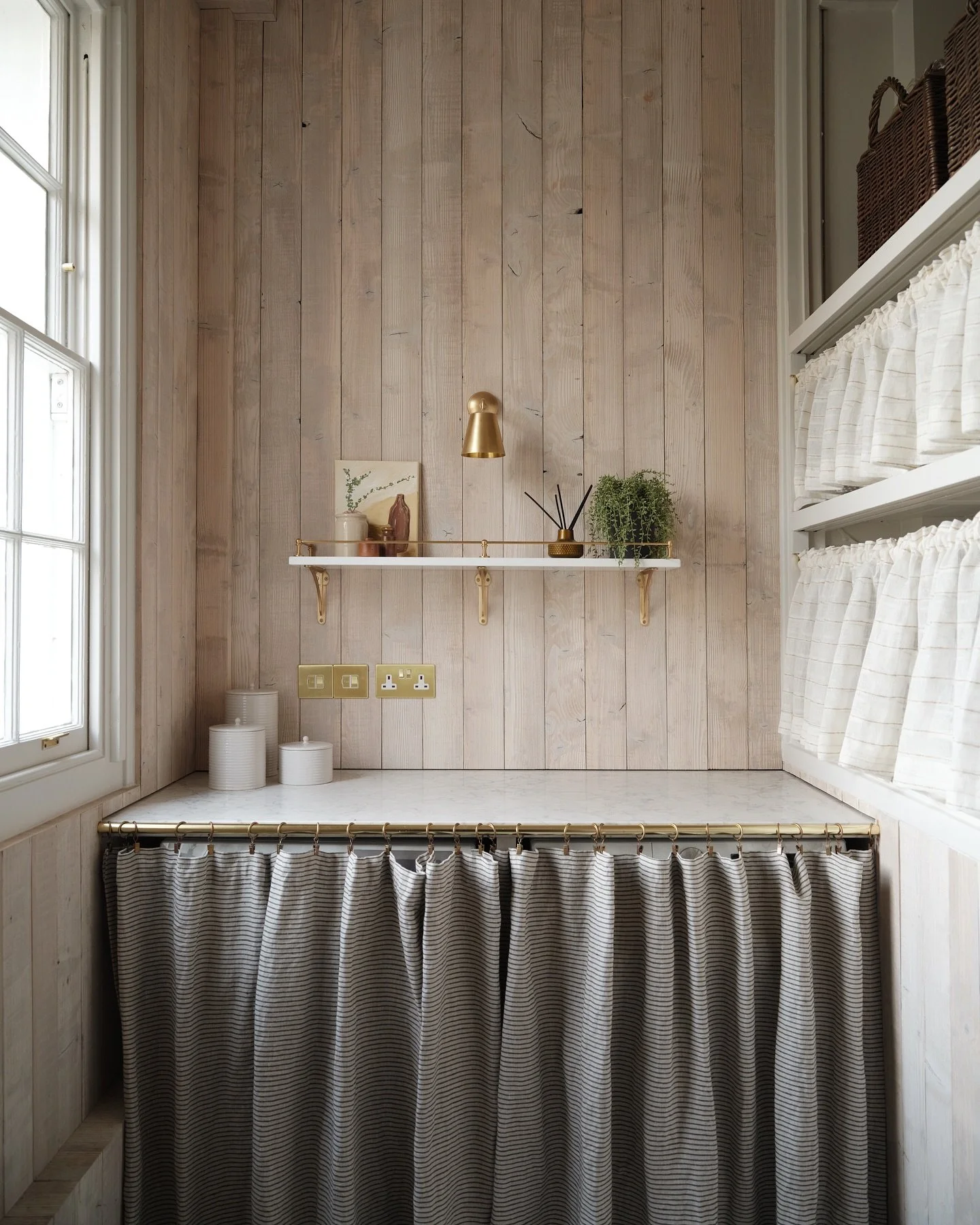 This may be the smallest room in the house.. yet arguably my favourite. 
When I first walked into the room (see last slide) I could see it fully clad with linen curtains and a white and grey marble floor. The finished result would make me want to do 