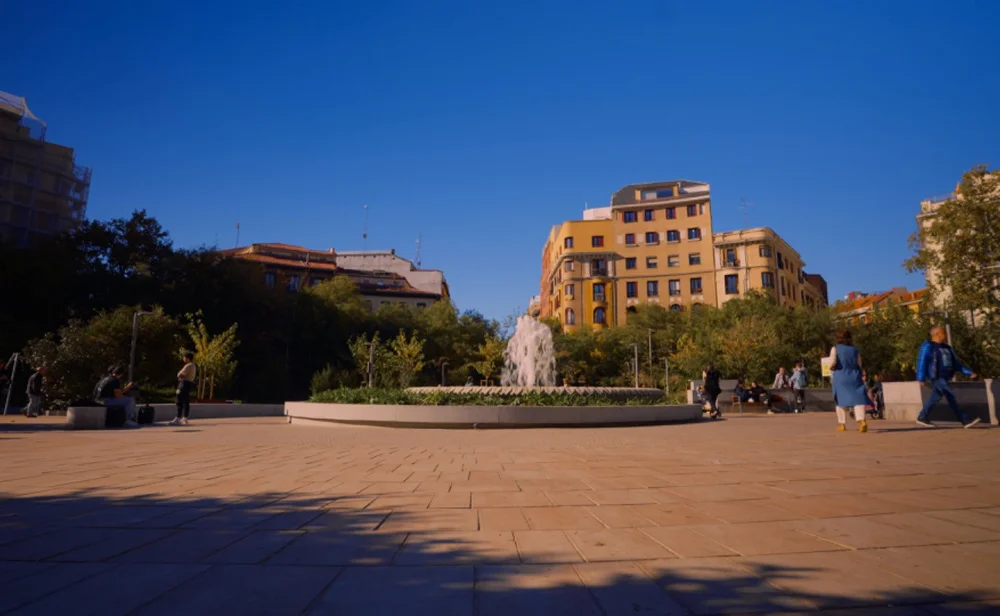 Pedestrianisation area in Plaza de Olavide in Madrid (Spain)