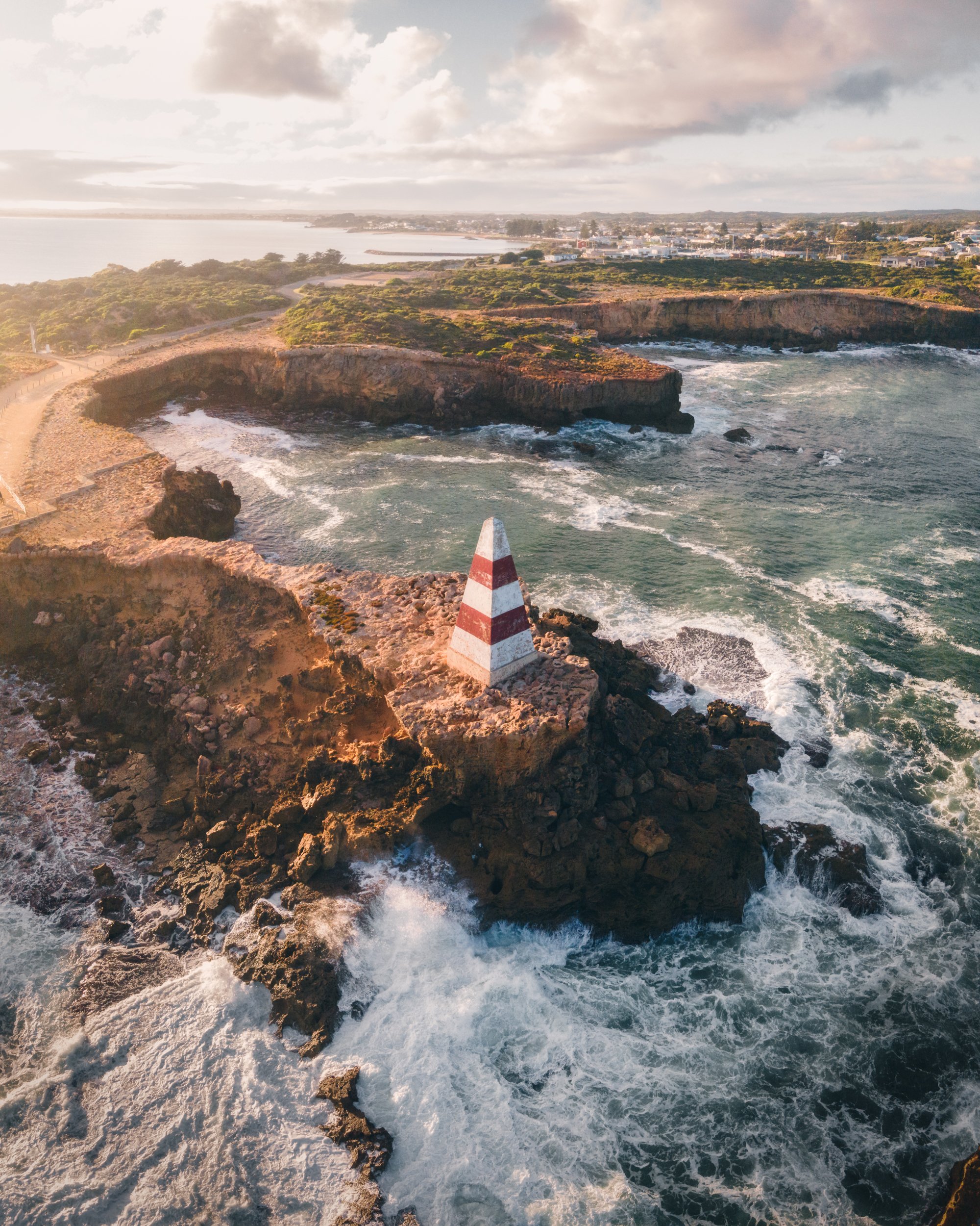 Arial view of the Robe Obelisk in morning light.