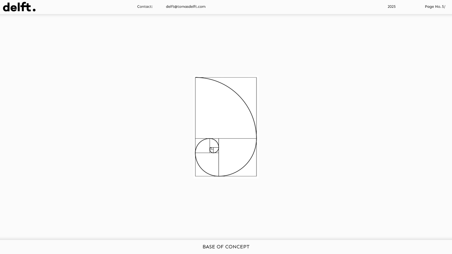 Golden spiral illustration centered on a white background with delft branding at the top.