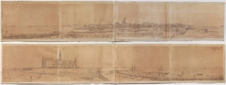 Panorama drawing from the Crown Prince’s Bastion at Kronborg