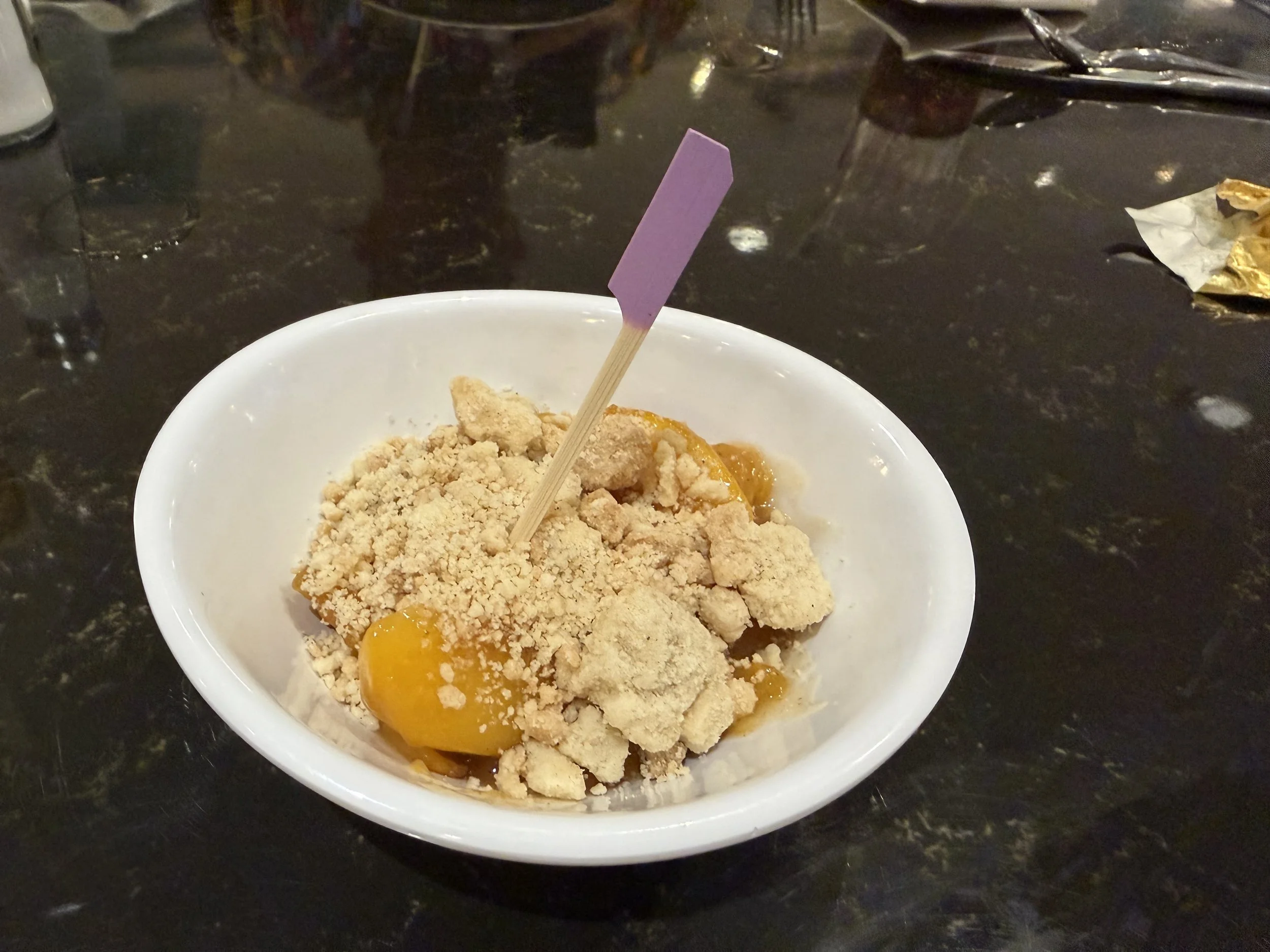 Gluten free peach cobbler at Hollywood and Vine