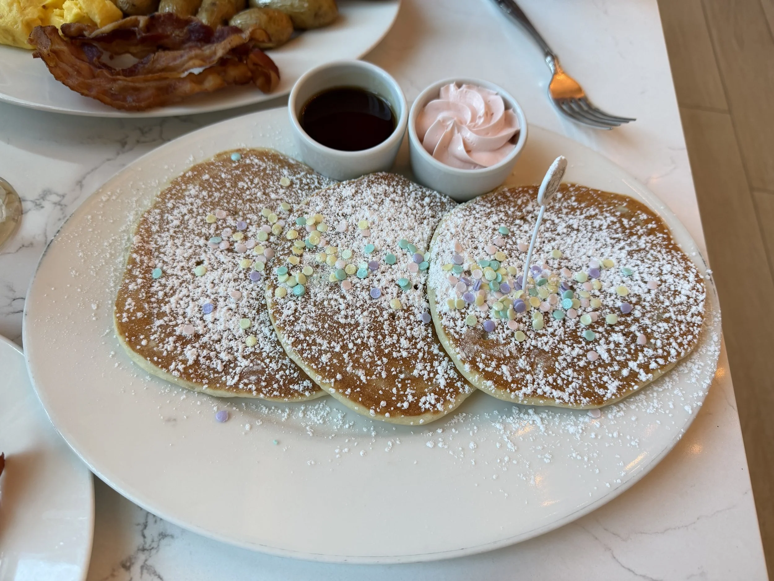 Gluten Free Pixie Fetti Buttermilk Pancakes at Cake Bake at Disney's Boardwalk