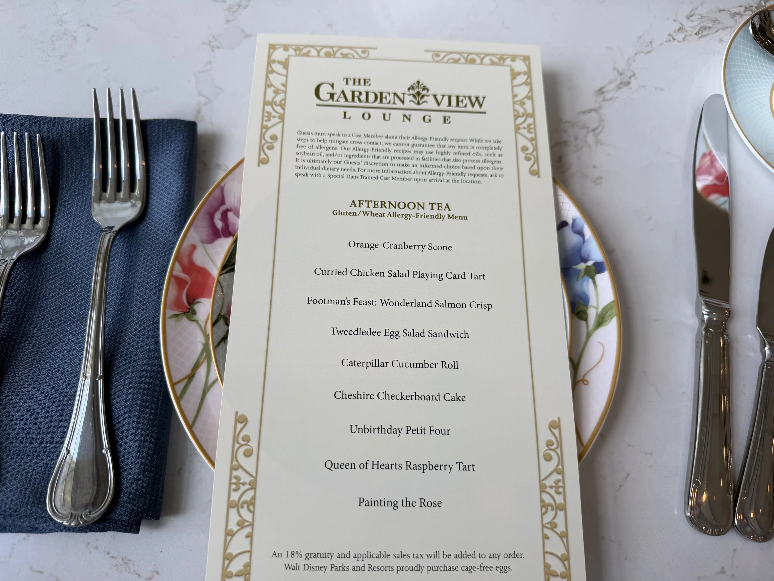 Garden View Lounge Gluten Free Menu