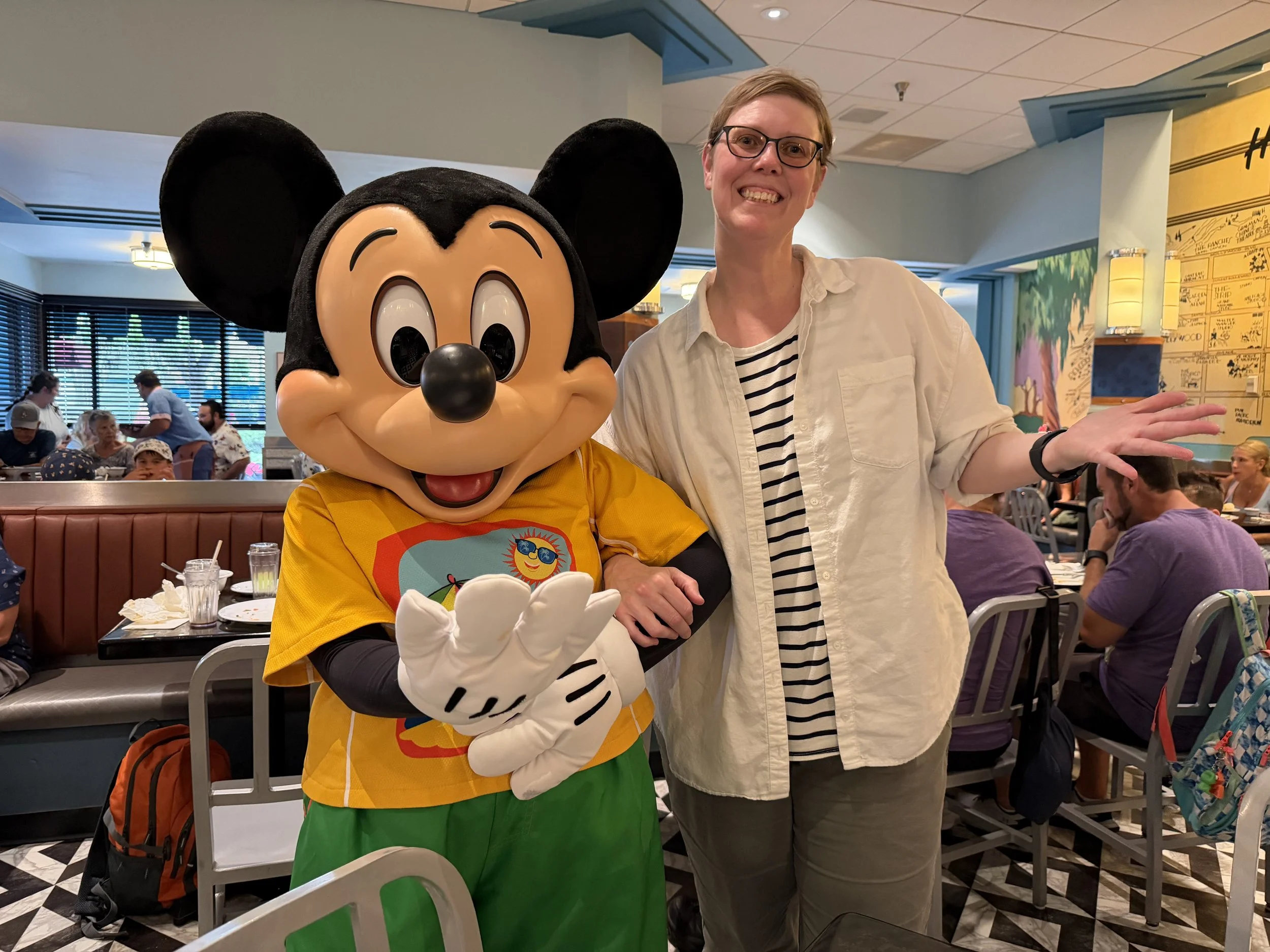 Sarah with Mickey Mouse at Hollywood and Vine