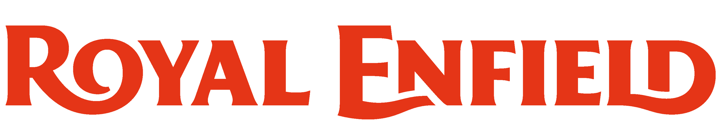Royal Enfield logo in red text with curved styling on a white background.