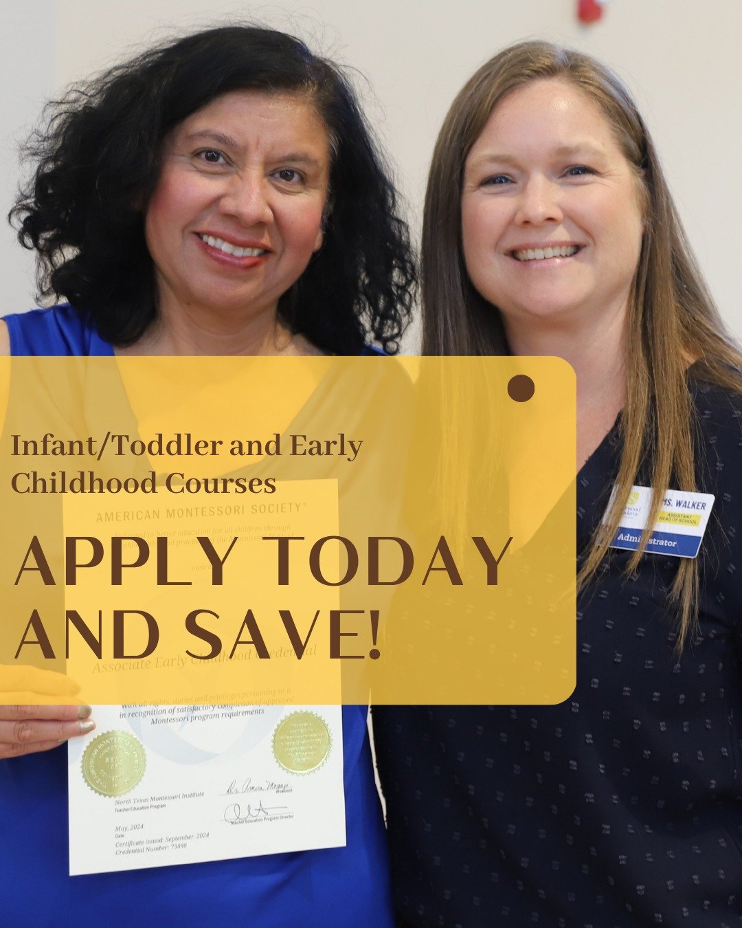 Apply by tomorrow to save on your application!

Tomorrow, March 31, is the final day to receive $200 off your application fee for North Texas Montessori Institute&rsquo;s 2026 Infant/Toddler and Early Childhood courses. If you&rsquo;ve been thinking 