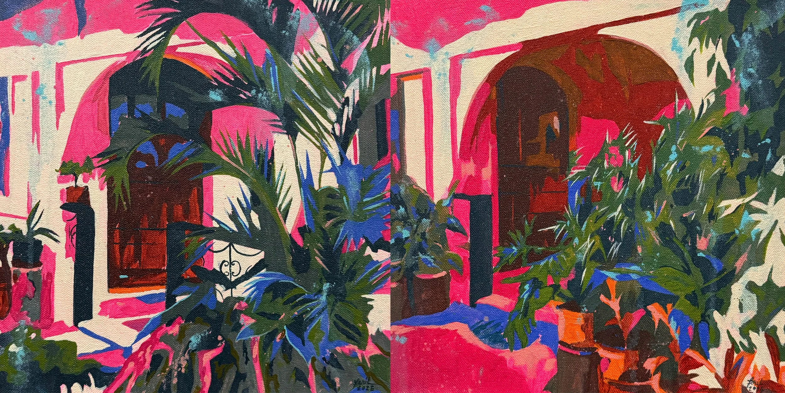 Overgrown I & II. Acrylic on canvas. 30.48 x 30.48 cm