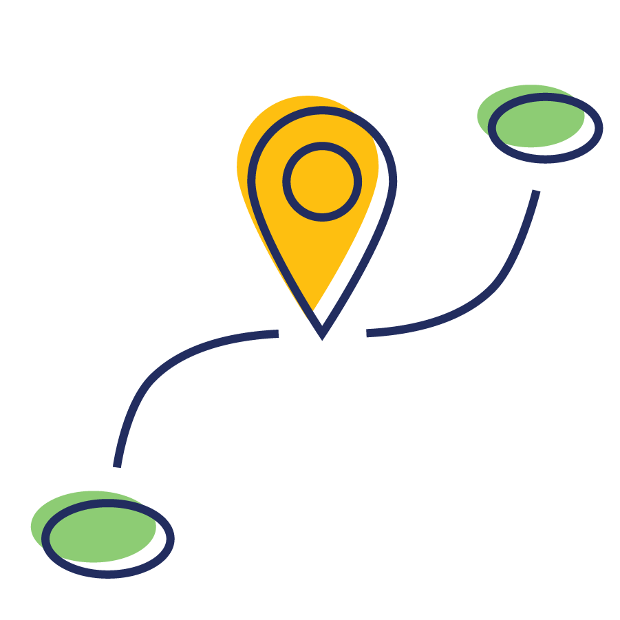 location pin between points