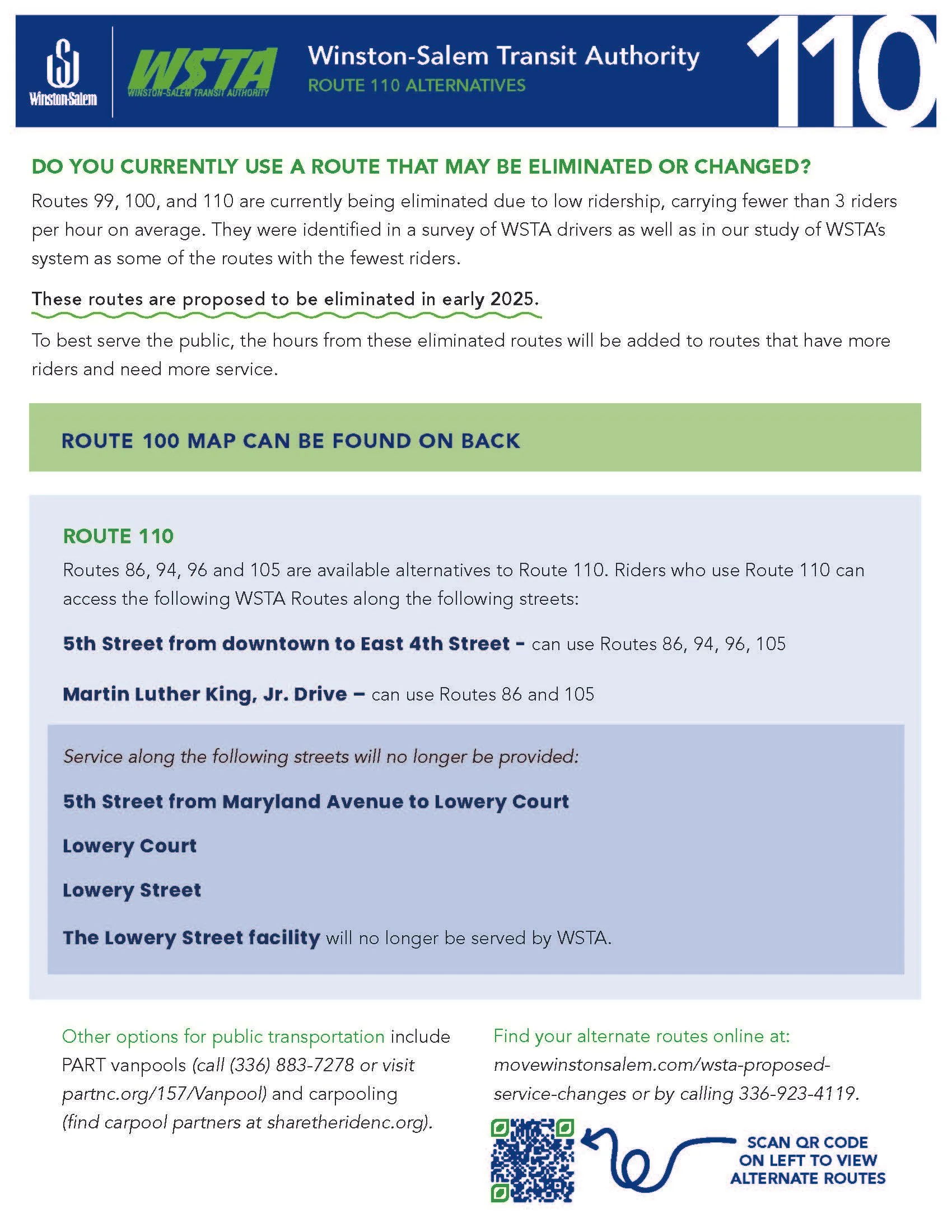 Proposed Service Changes — Move Winston-Salem
