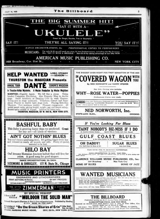 A Look at Billboard Magazine 100 Years Ago — All Circles Media