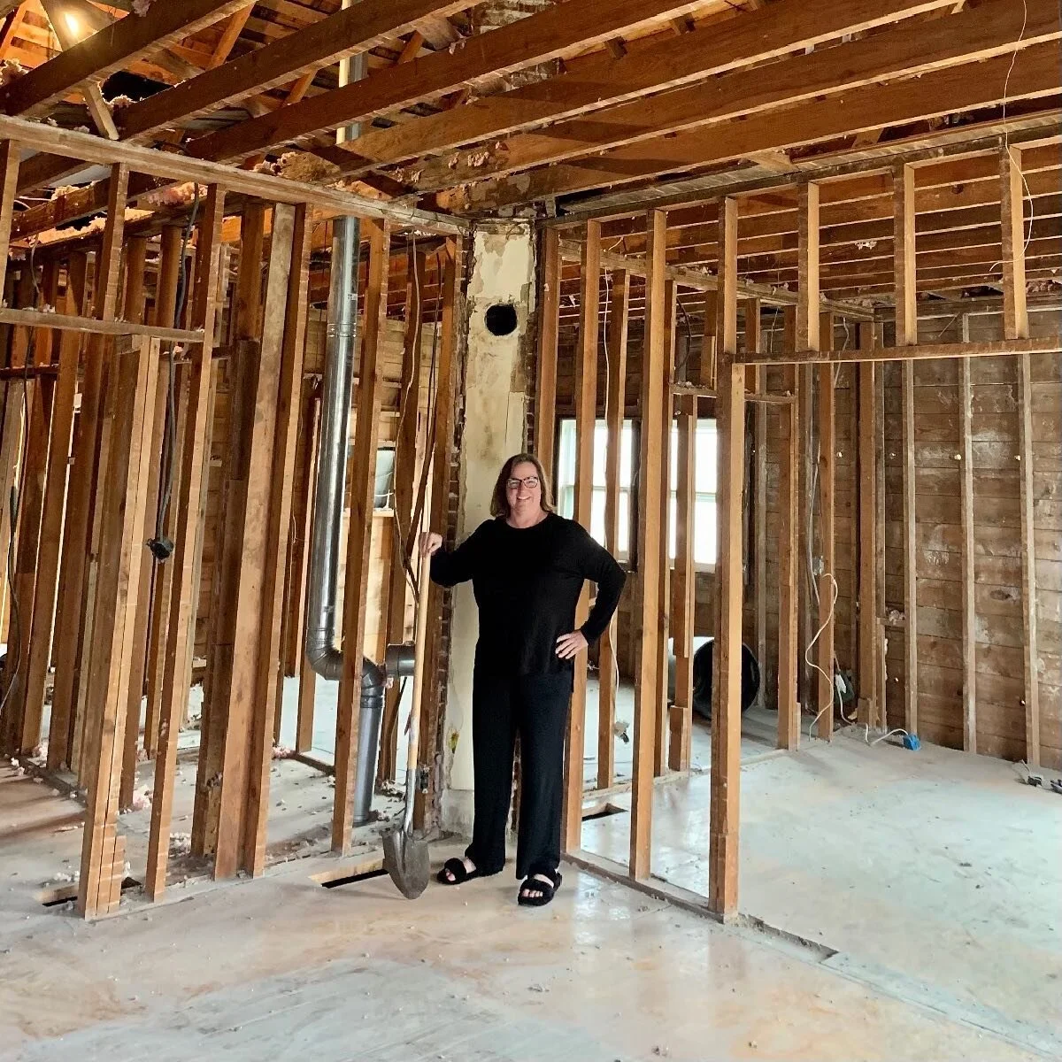 I&rsquo;ve been heading out to Weston on a weekly basis to check on all the Midwest Manor progress and wanted to share some of my recent photos.

Here you can see the twisted chimney that holds up the house. Rumor has it that many old homes in Weston