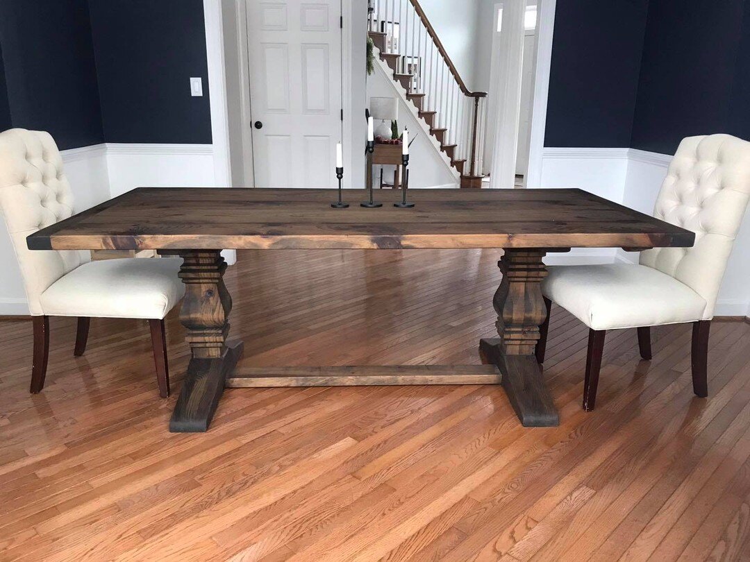 I am so excited to share this table with you all!  This beauty was built for two of my favorite people, my daughter and her husband for their new home 💕. They loved the balustrade table but, didn&rsquo;t want as &ldquo;chunky&rdquo; of a base, so we