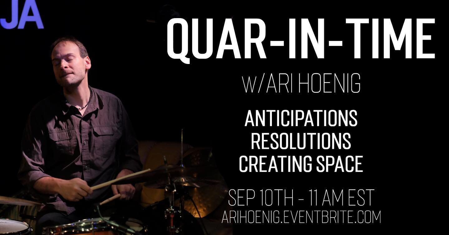 Hi all, hope to see you on Saturday, September 10th at 11am EST for my next Quar-In-Time - Anticipations, Resolutions, and Creating Space.

Link in bio.

See you there!