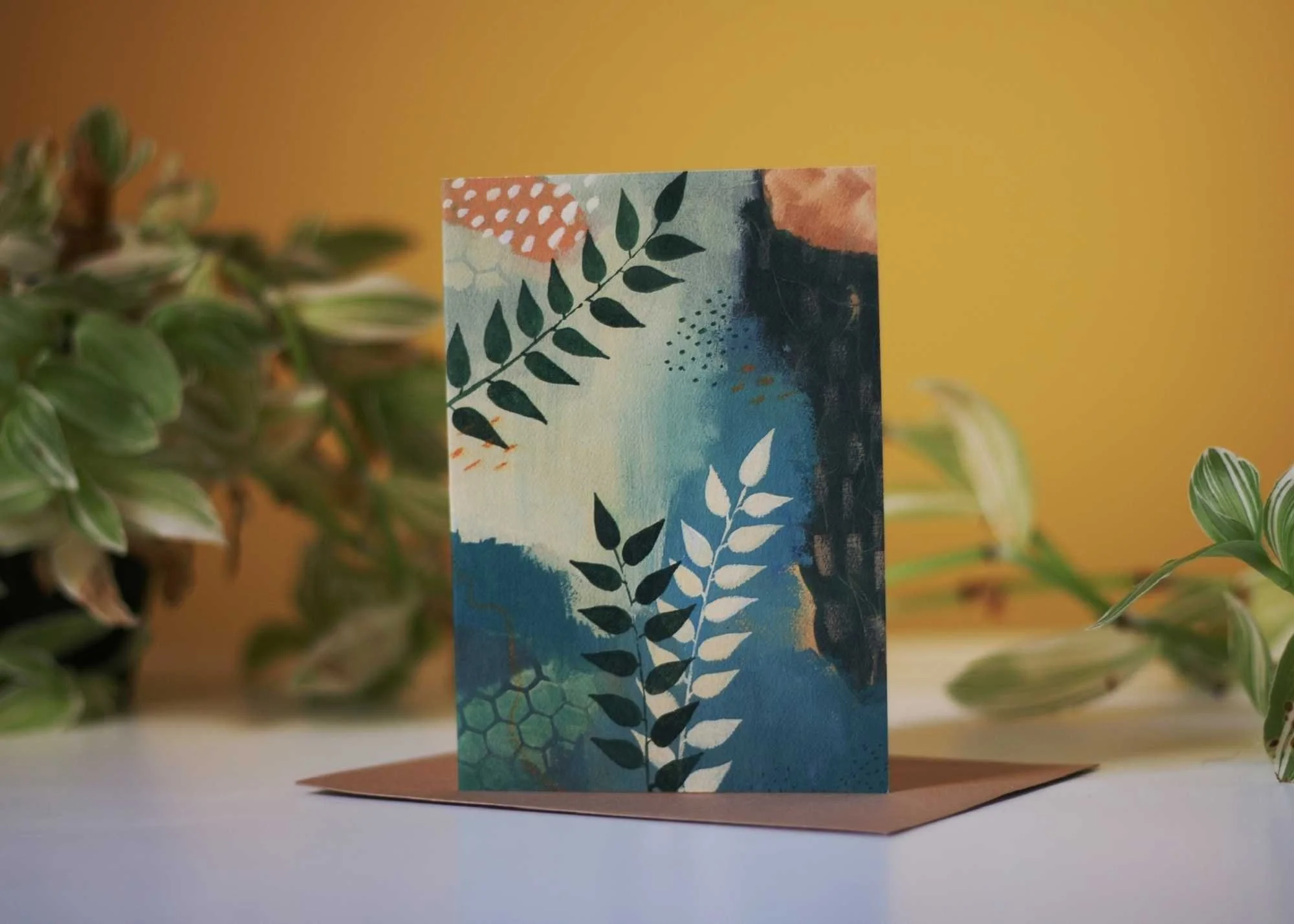 'At Peace' Abstract Botanical Notecard