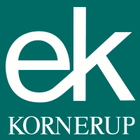 EK Kornerup logo with white text on a dark green background.
