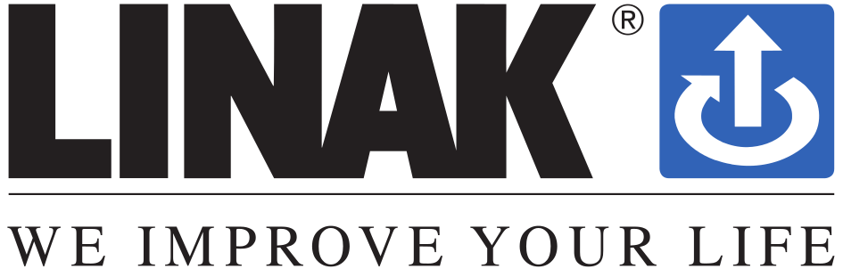 Logo of LINAK with the slogan 'We Improve Your Life.'