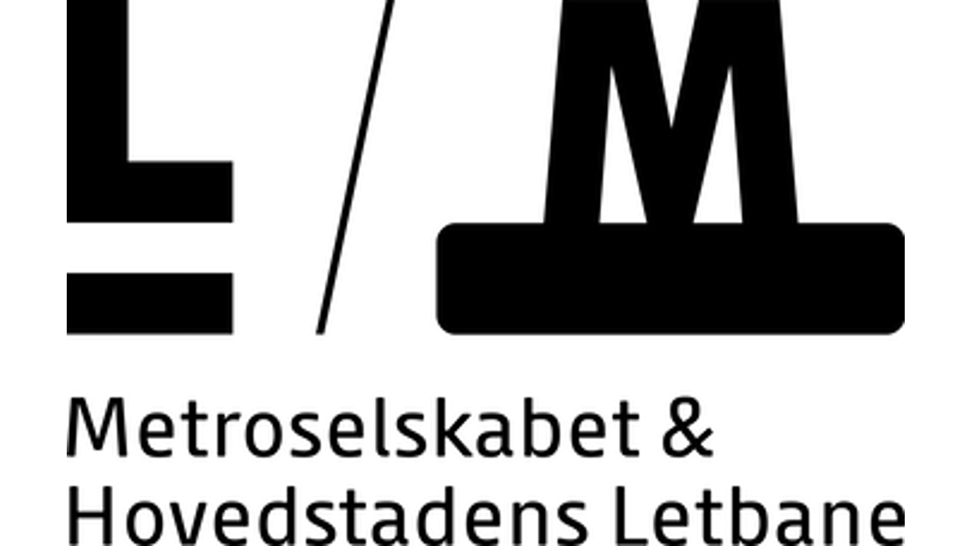 Logo of a transportation company with bold black letters 'L' on the left and a larger 'M' on the right, with the text 'Metroselskabet & Hovedstadens Letbane' below.