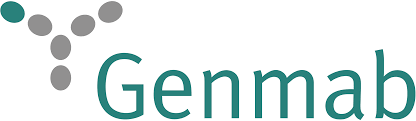 Genmab logo with a stylized cluster of dots
