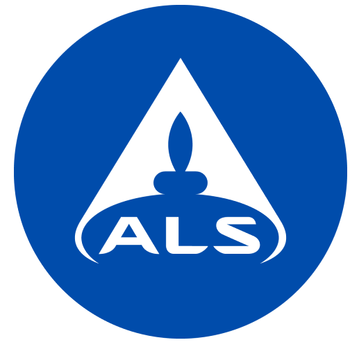 ALS Association logo with a candle and the acronym ALS.