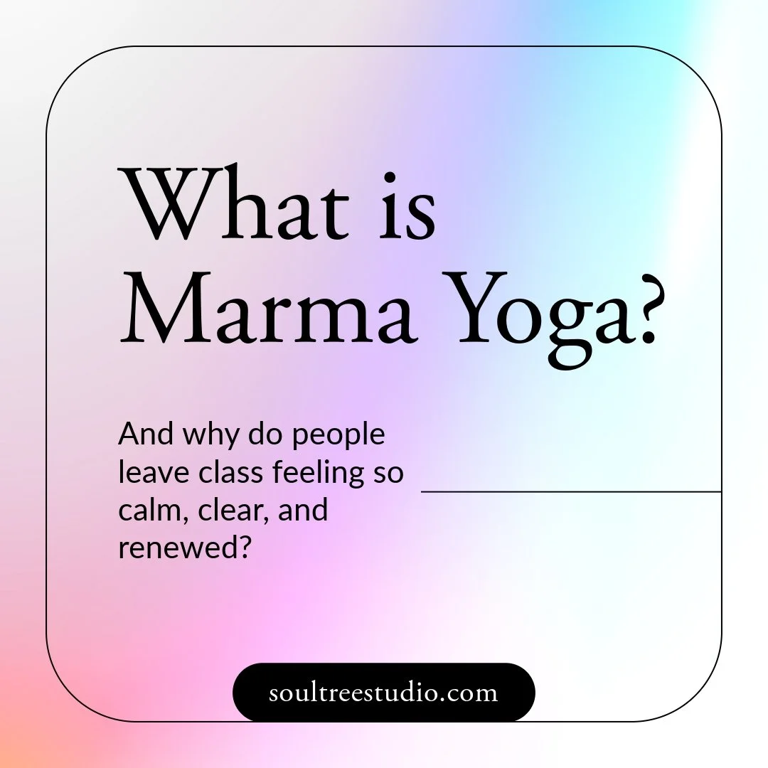Have you ever left a yoga class feeling lighter, calmer, and more like yourself?

That's one of the reasons I love teaching Marma Yoga.

This gentle practice combines yoga, breathwork, marma point awareness, and Yoga Nidra to support the natural flow