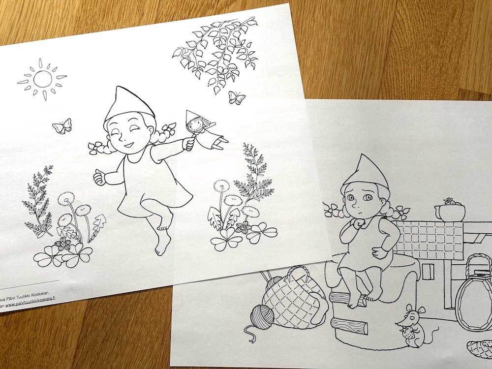 Uusia Tervatonttu Emmi -värityskuvia