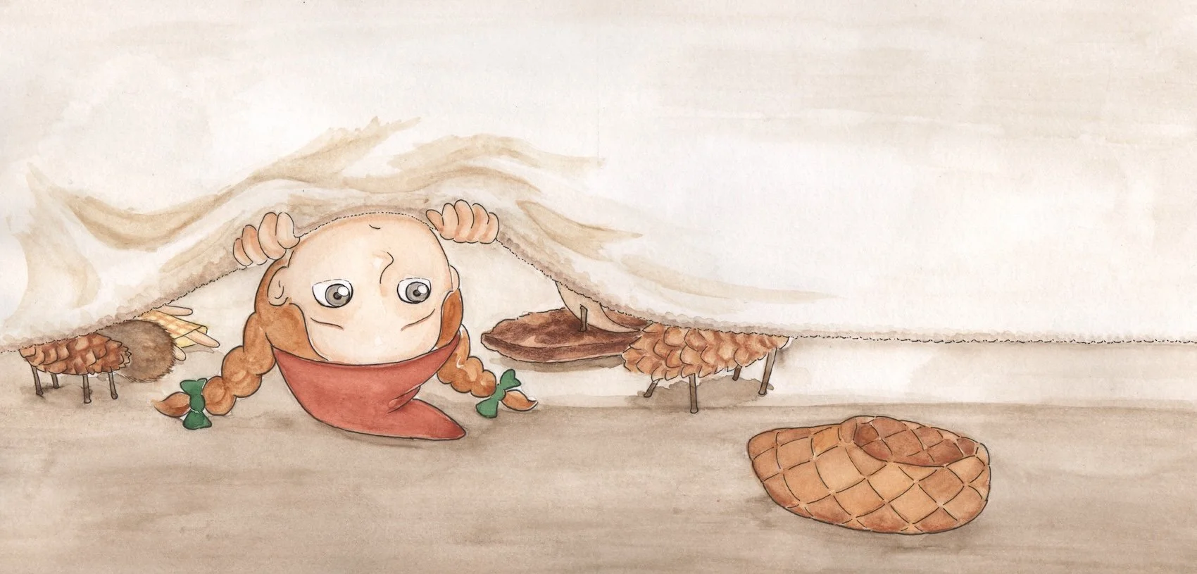 Emmi kurkkaa sängyn alle