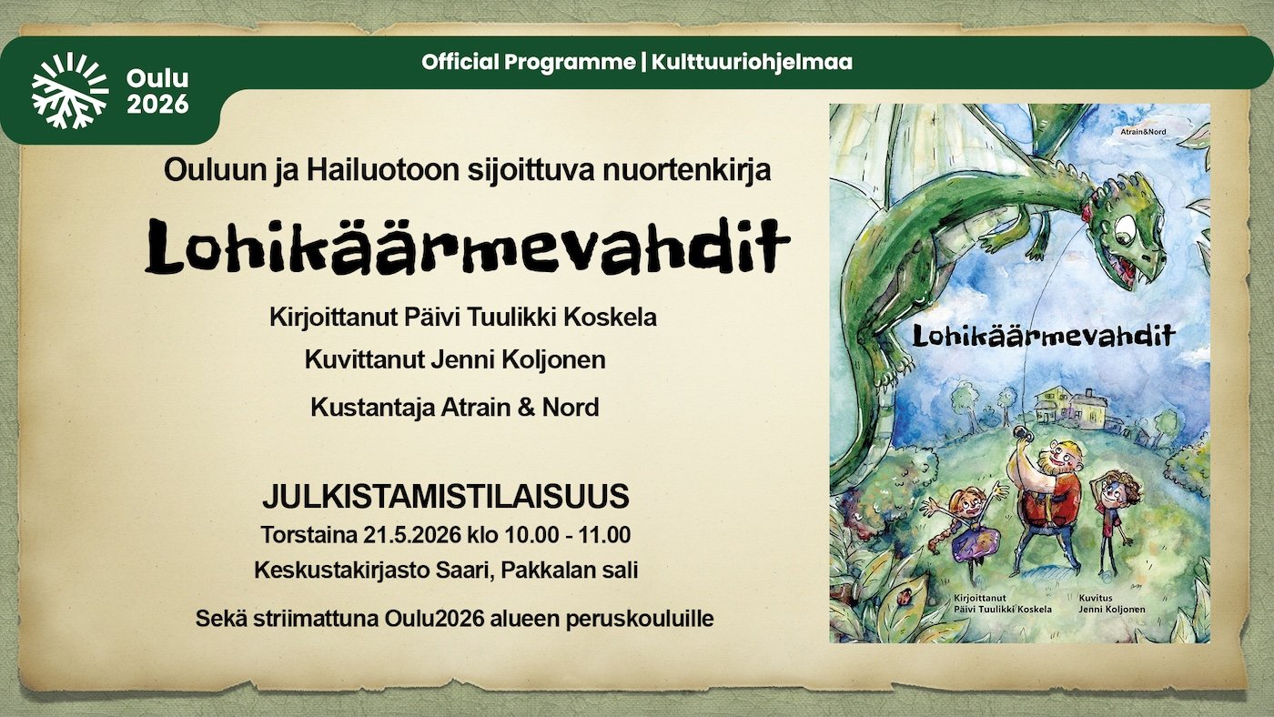 Kuva Lohikäärmevahdit-kirjan kansikuvasta, jossa lentää lohikäärme