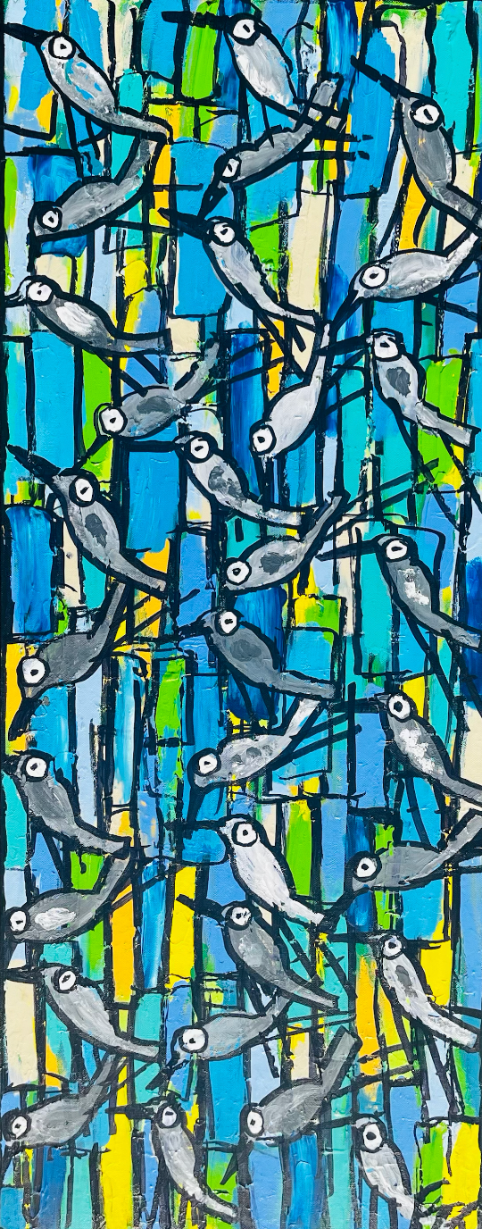 Frances Taylor "Gray Birds"
40" x 16"                                        $1,400