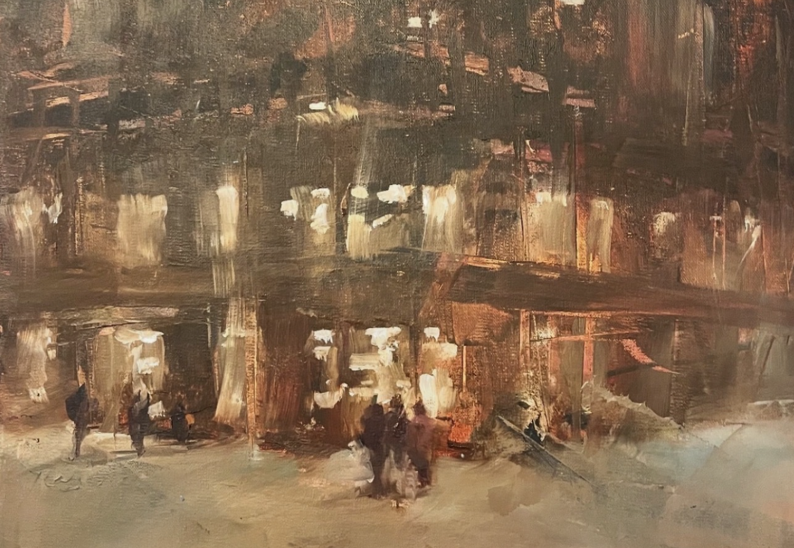 Margaret Dyer "Late Night Shoppers" 11" x 14" $1500