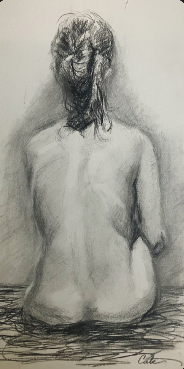 Cate Wagoner      "Timeout" on Charcoal
7"  x 13"               $700