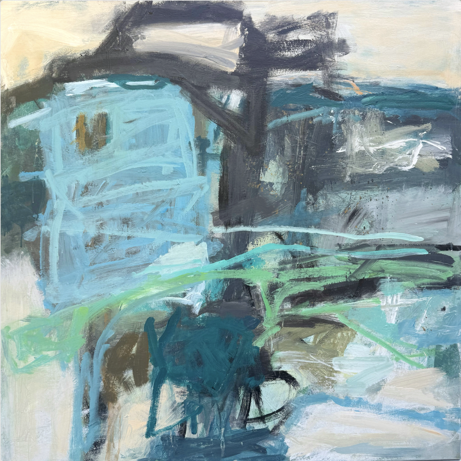 "Playdate in Blue" 36" x 36" $3500
