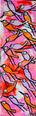 Frances Taylor "Orange Wing" 30" x 6" $400