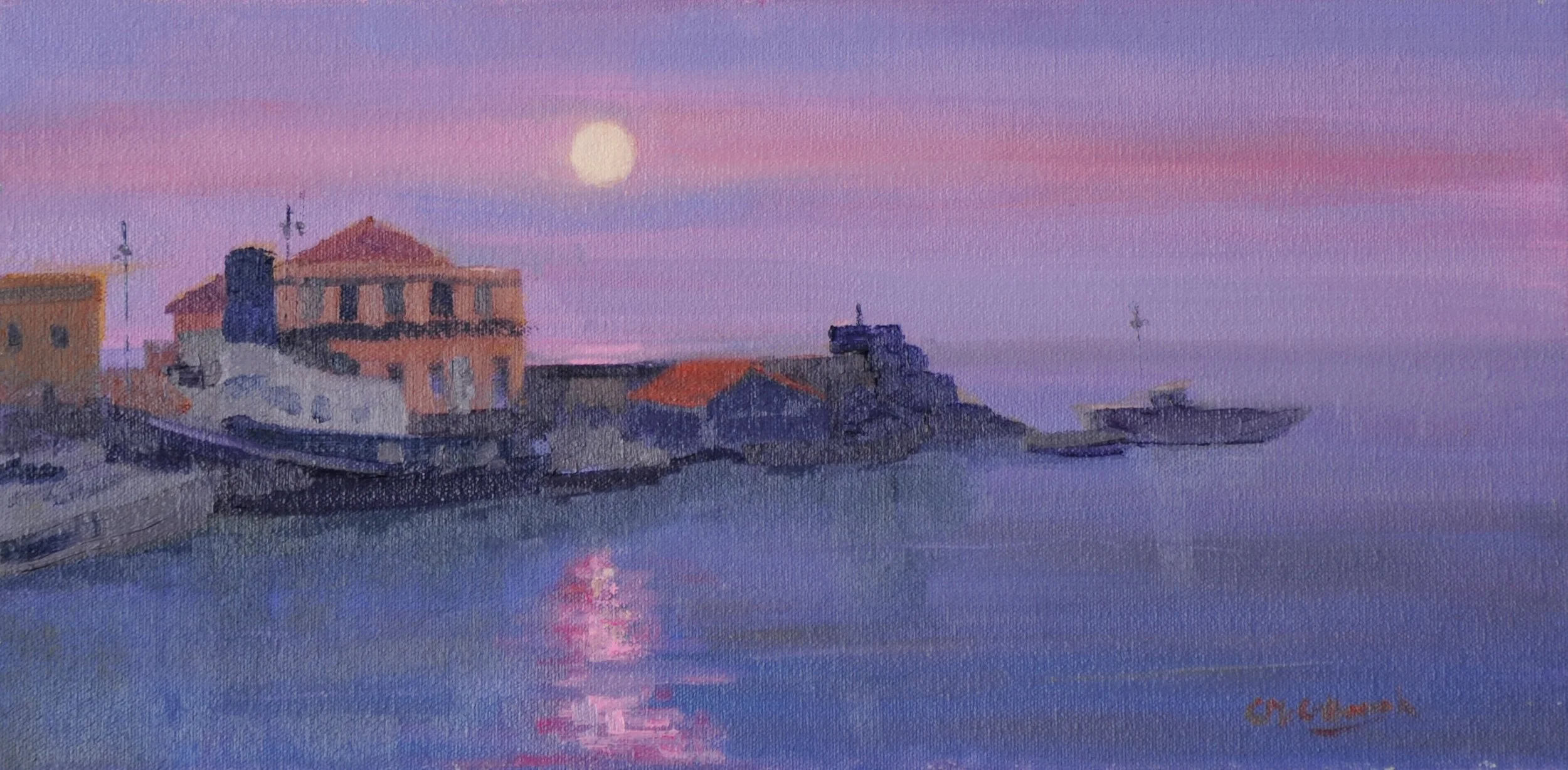 "Moonlit Bay" 16" x 8" $1,050