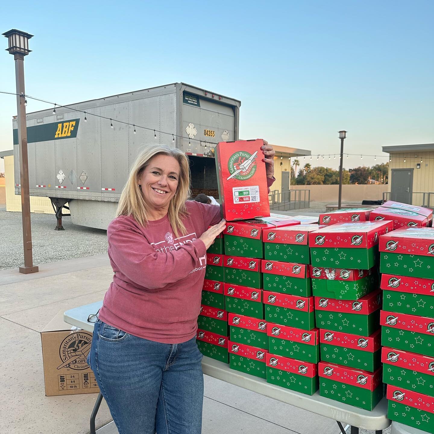 With your help, we will FILL this truck with thousands of these Operation Christmas Child shoeboxes! 

Help is needed:
Saturday 11/19 &amp; Sunday 11/20:  1pm &ndash; 4pm
Monday, 11/21:  12pm &ndash; 6pm

No need to sign up!  Just arrive and check in