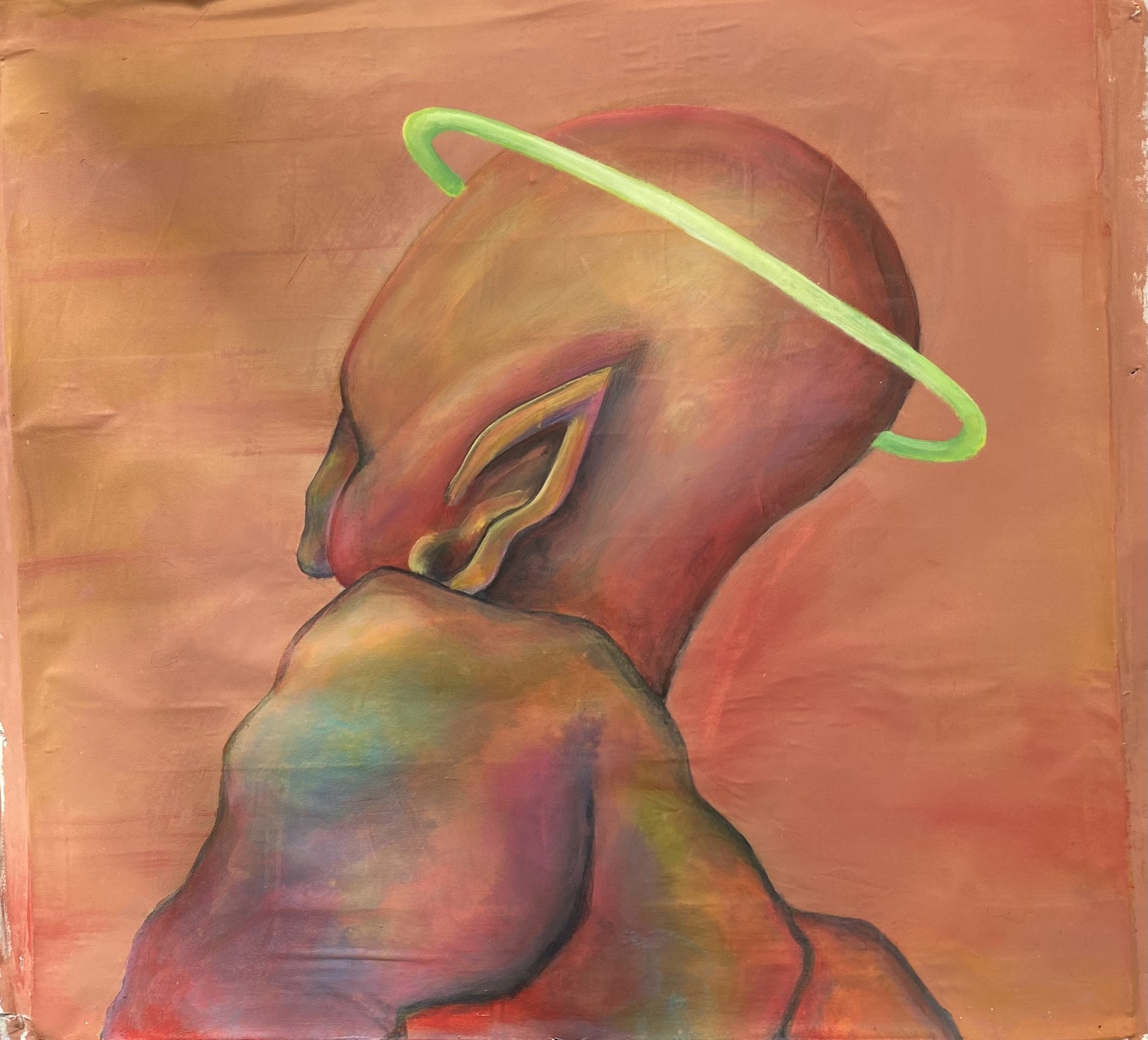 “angel 1” 2021, acrylic on bedsheet, 42”x 38”